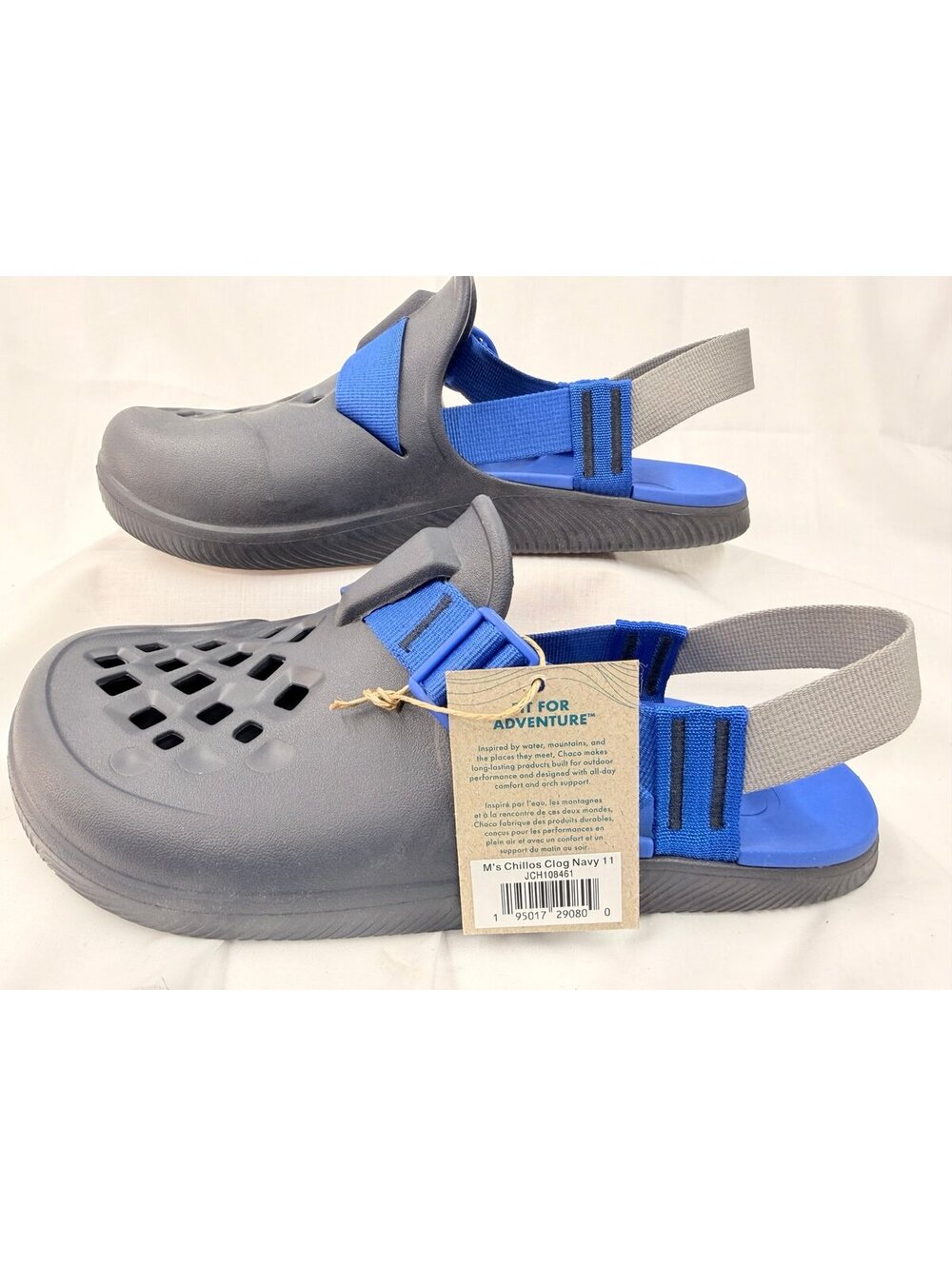 New Chaco Chillos Clog Sandals Slingback Mens 11 Gray Blue Casual Outdoor Adjust